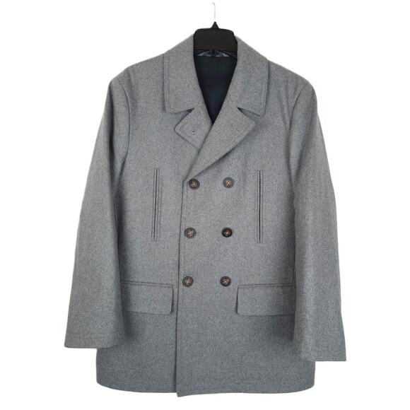 Lauren Ralph Lauren Men's Classic-Fit Double-Breasted Wool Peacoat Grey 38S NWOT - Picture 1 of 7